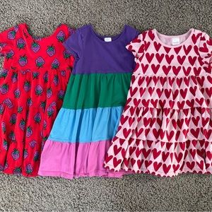 Hanna Andersson 110 5T  Dress Twirl Short Sleeves Hearts Strawberry Lot Of 3